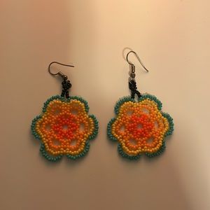 Huichol hand beaded earrings / small size
